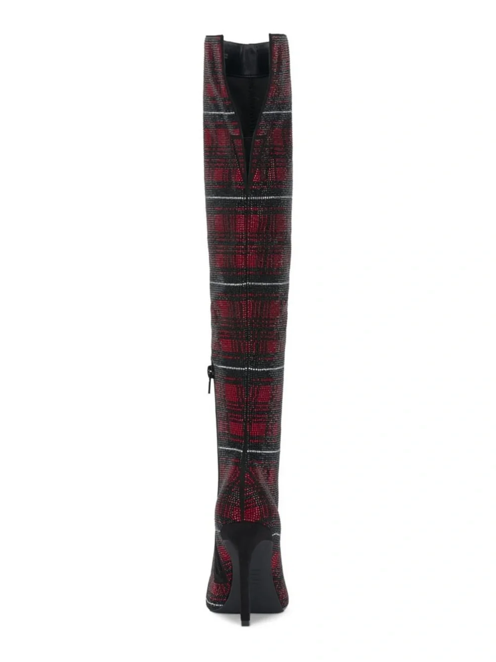 INC Saveria Red Plaid Rhinestone Over-The-Knee Stiletto Boots 6.5